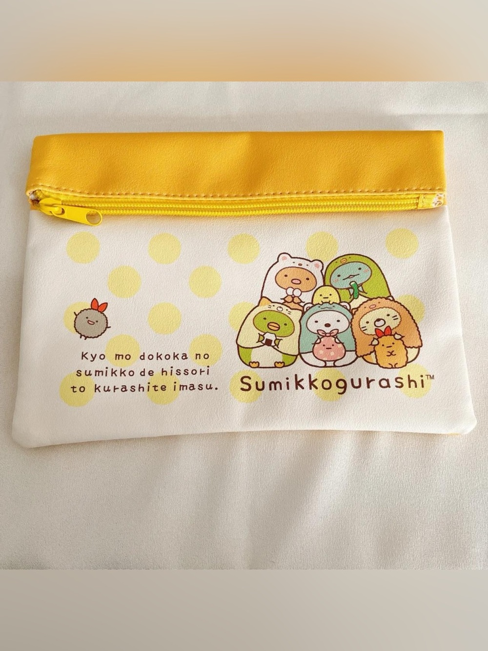 NWOT sumikko gurashi faux leather clutch bag in yellow